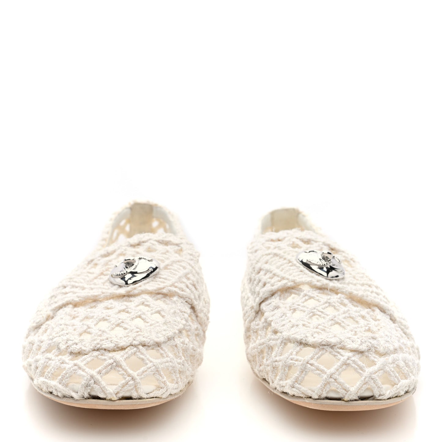 Cord Braided CC Mocassin Loafers 39.5 White