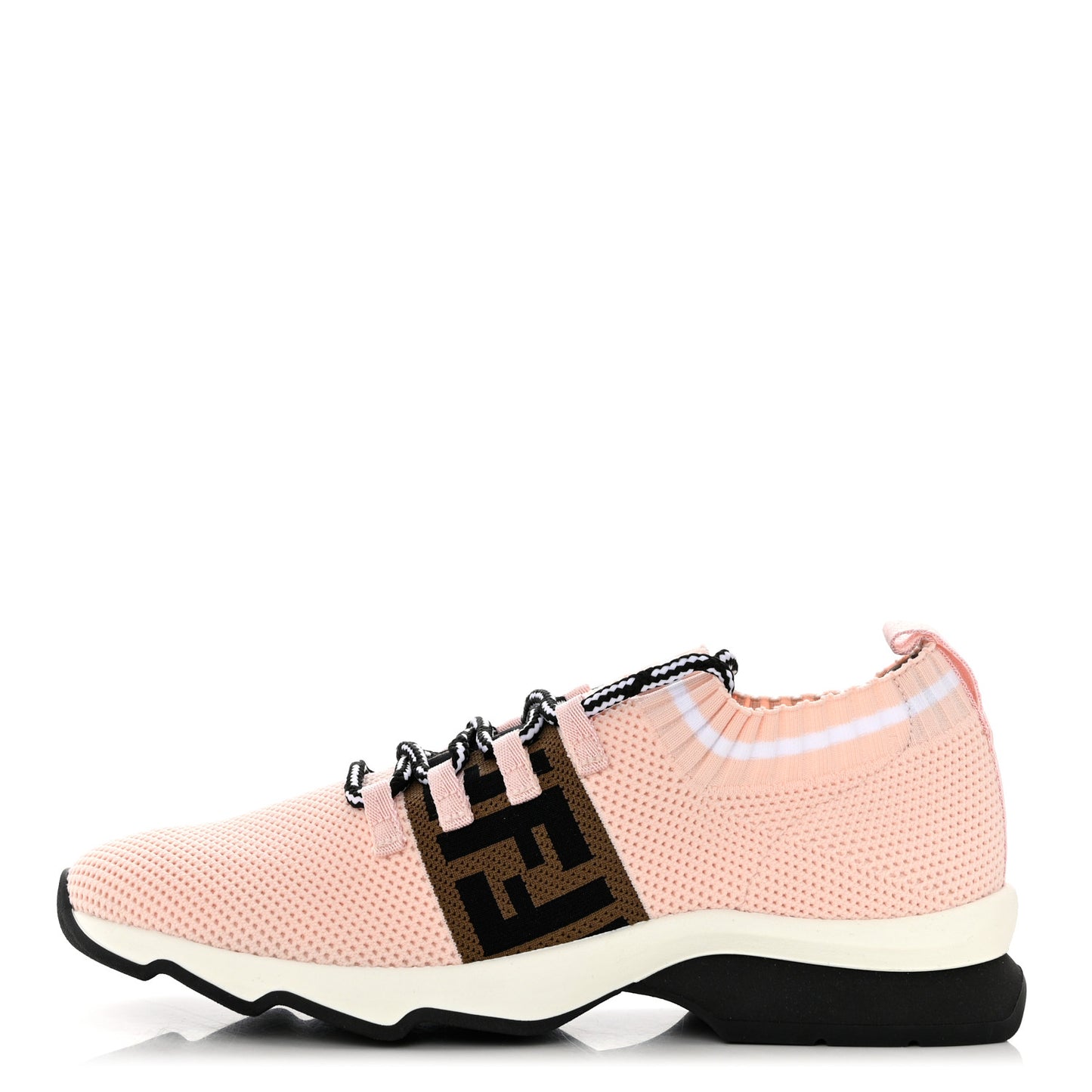 Stretch Knit Jacquard FF Lace-Up Sock Sneakers 38.5 Pink