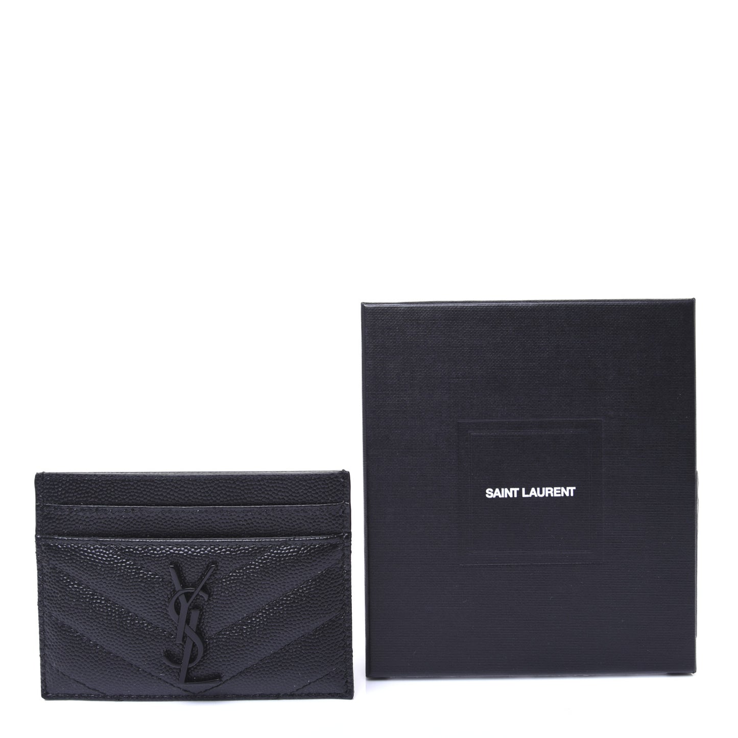 Grain De Poudre Matelasse Chevron Monogram Credit Card Case Black