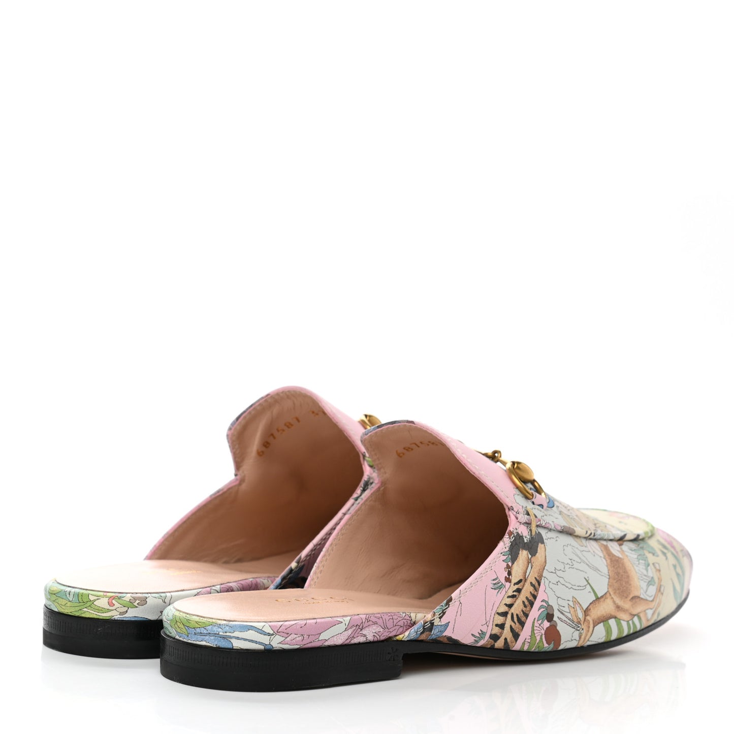 Calfskin Tiger Savanah Womens Princetown Slippers 37 Pink Green