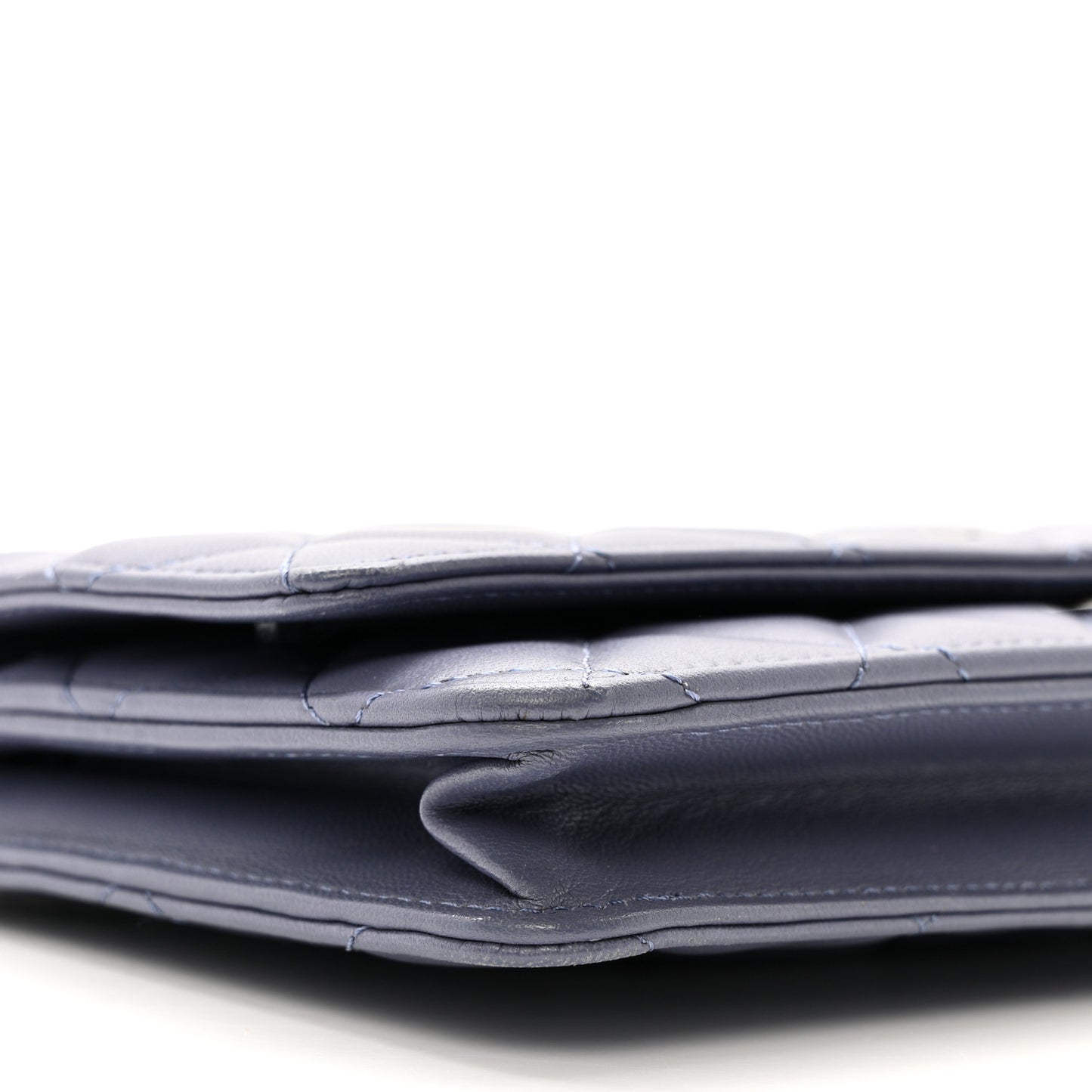 Lambskin Quilted Wallet On Chain WOC Dark Blue