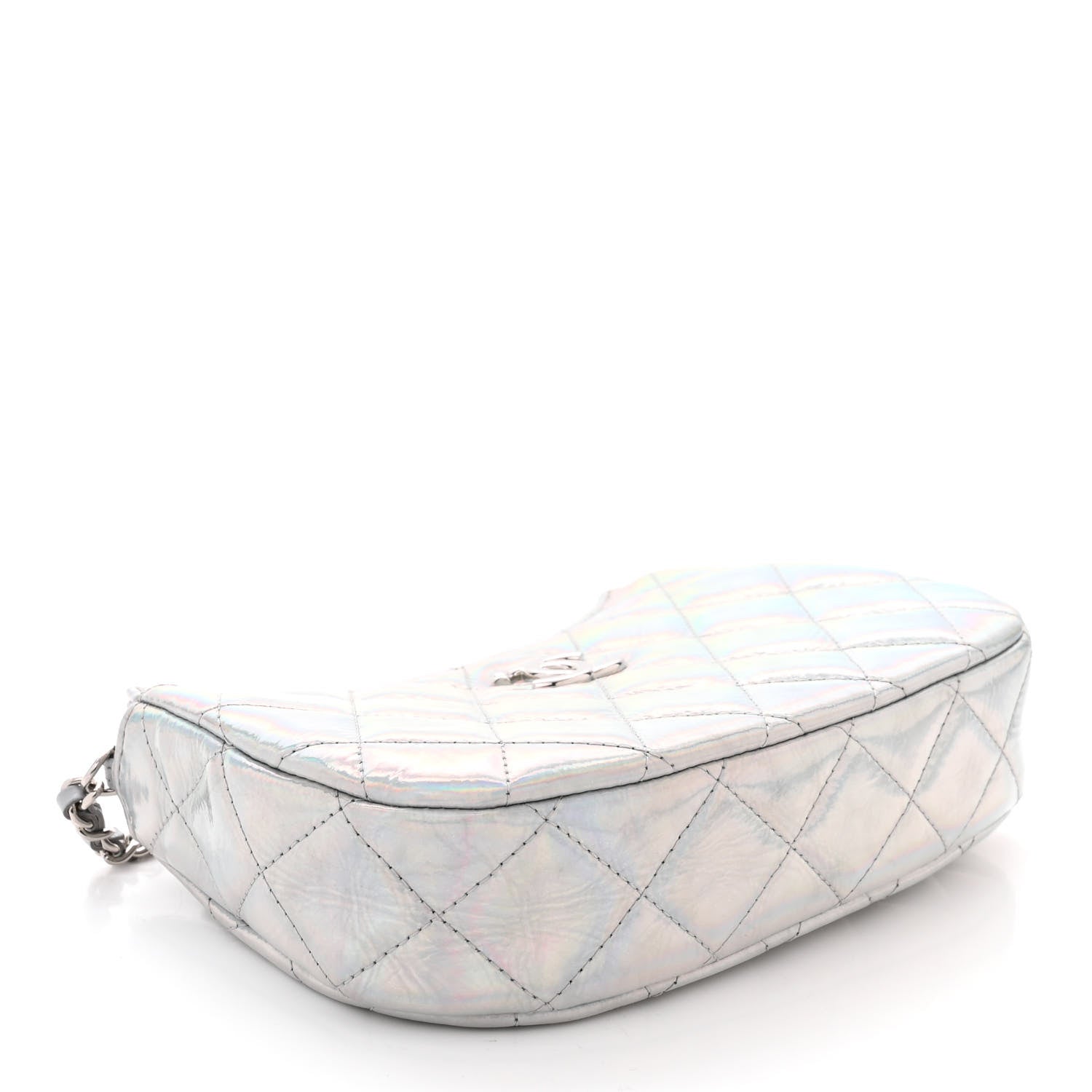 Chanel Iridescent Mirror Goatskin Quilted Clutch With Chain Silver 4 of 12