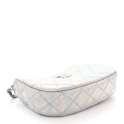 Chanel Iridescent Mirror Goatskin Quilted Clutch With Chain Silver 4 of 12