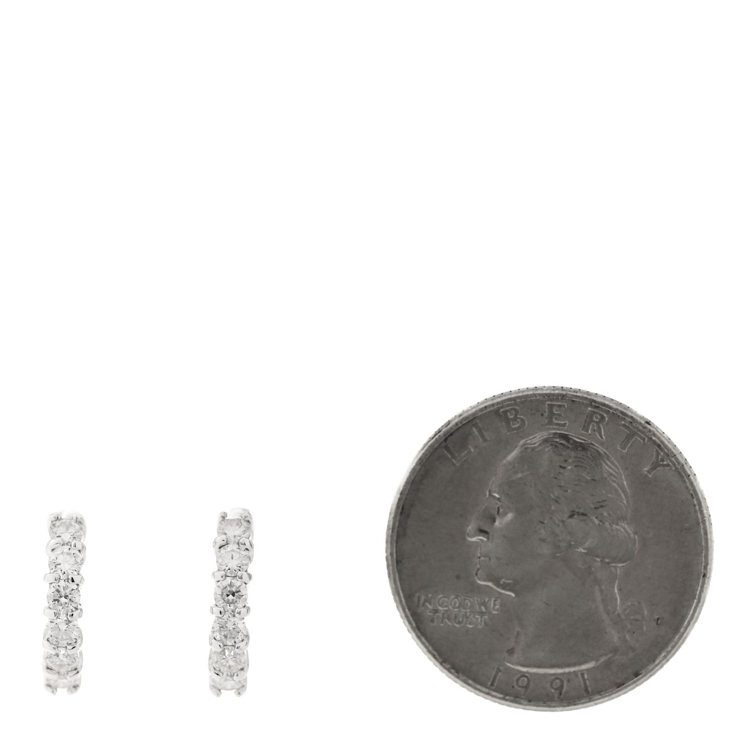 Roberto Coin 18K White Gold Diamond .70ct Huggie Hoop Earrings 2 of 4