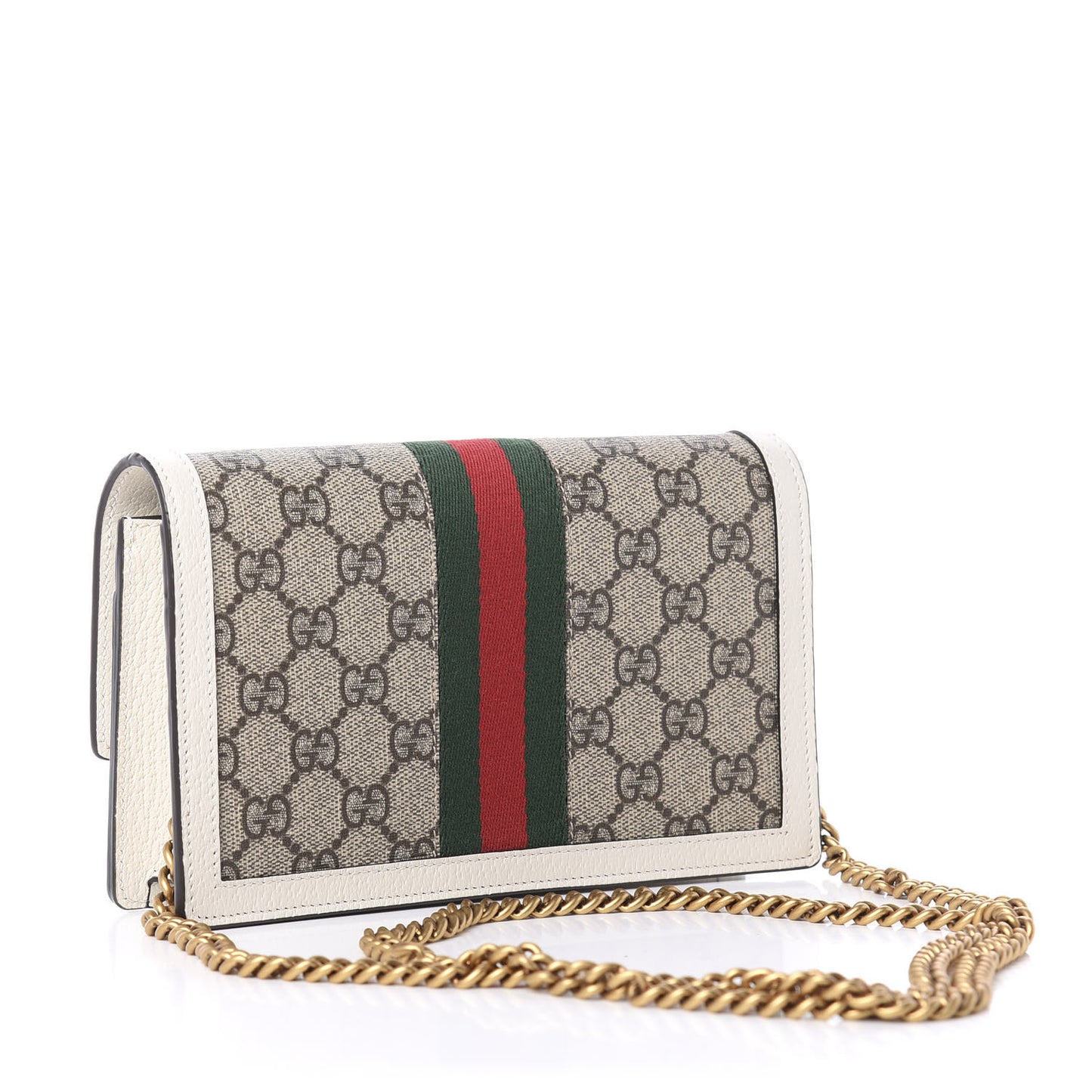 GG Supreme Monogram Web Queen Margaret Chain Wallet White