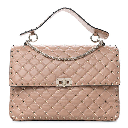 Valentino Garavani Nappa Large Rockstud Spike Shoulder Bag Soft Noisette 1 of 10