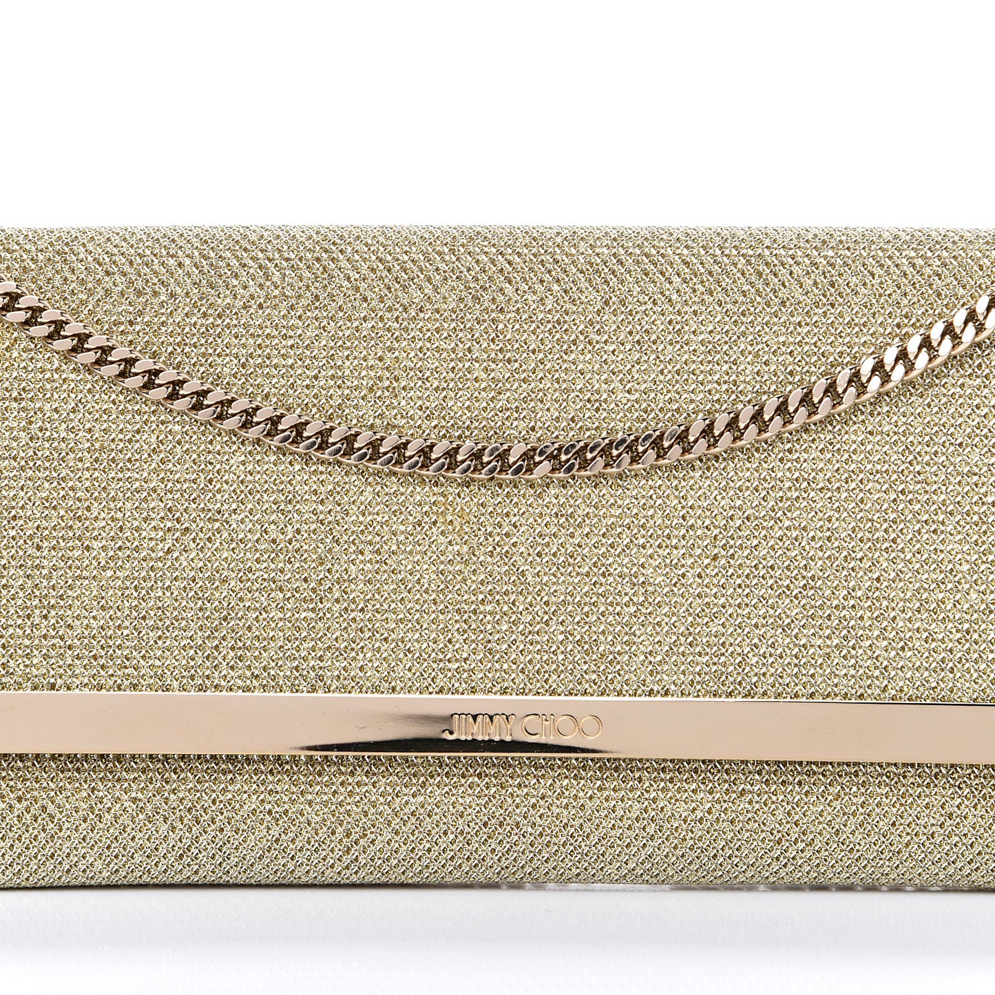 Glitter Fabric Milla Chain Wallet Champagne