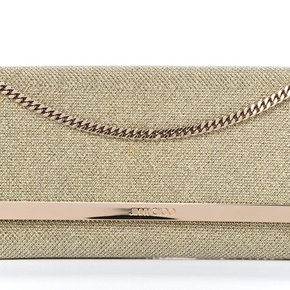 Jimmy Choo Glitter Fabric Milla Chain Wallet Champagne 7 of 9