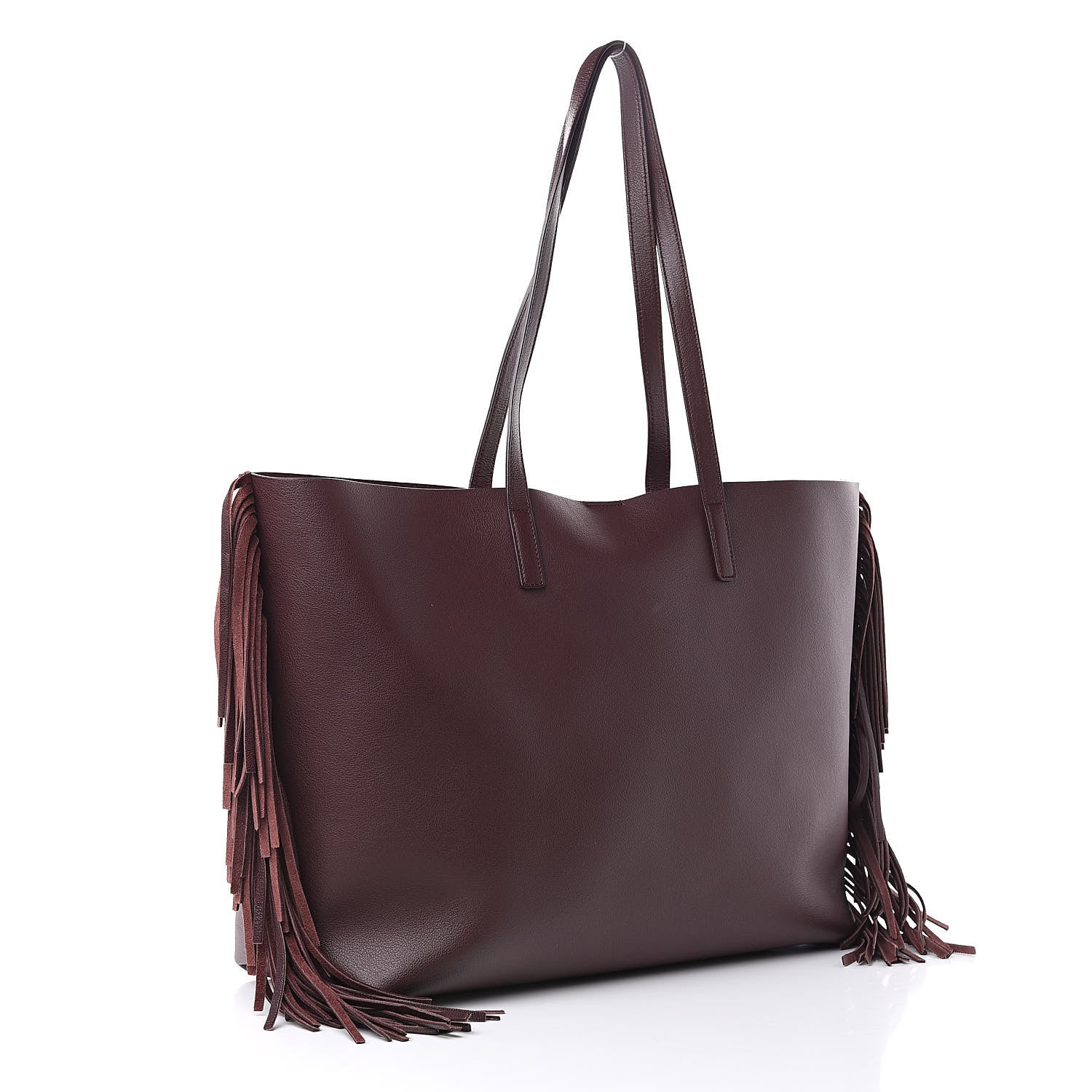 Saint Laurent Calfskin Large Fringe Shopping Tote Amaranto 3 of 11