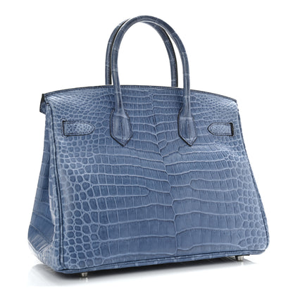 Hermes Matte Porosus Crocodile Birkin 30 Bleu Ciel 3 of 11