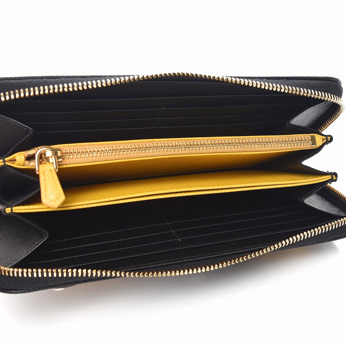 Saffiano Robot Continental Zip Around Wallet Black