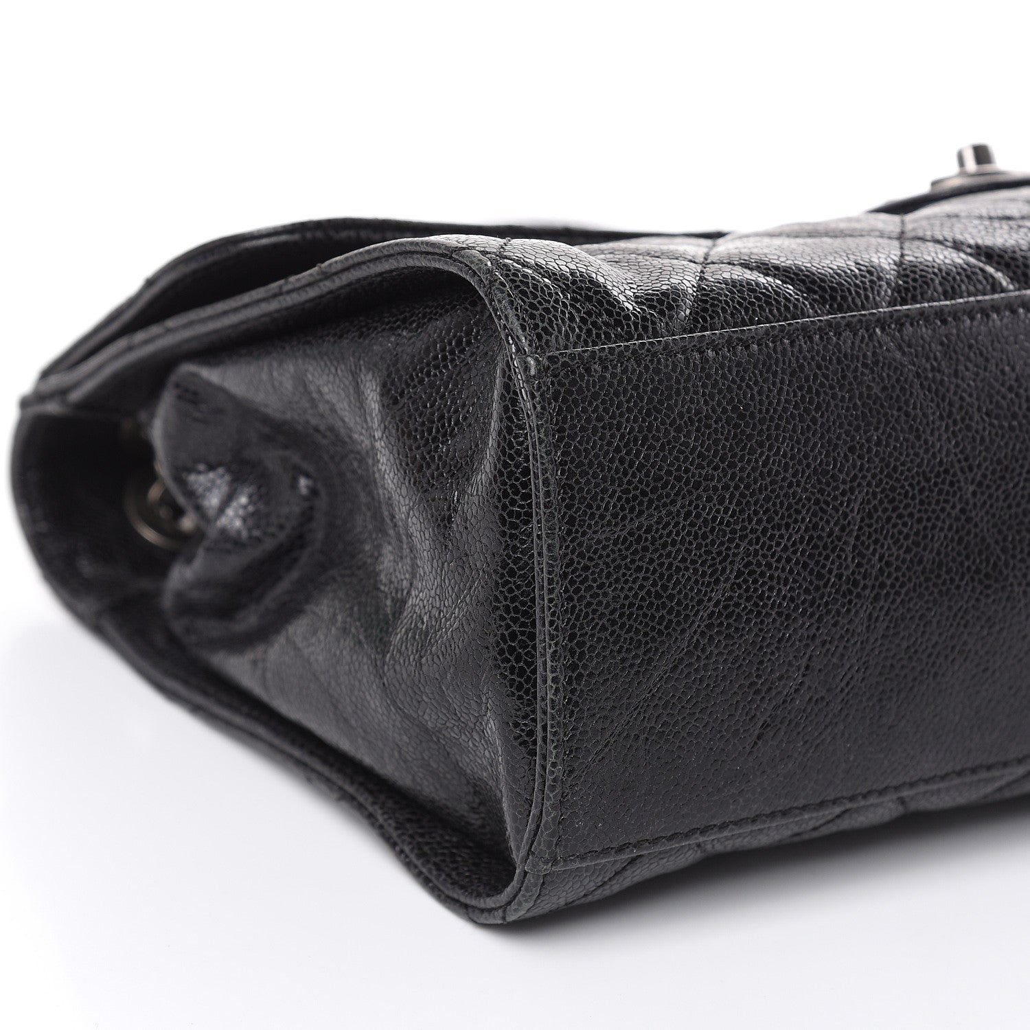 Chanel Crumpled Grained Calfskin Jumbo CC Crave Flap Black 8 of 15