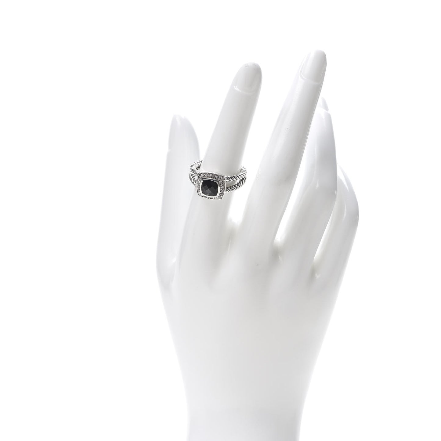 Sterling Silver Diamond Black Onyx 7mm Petite Albion Ring 55 7.25