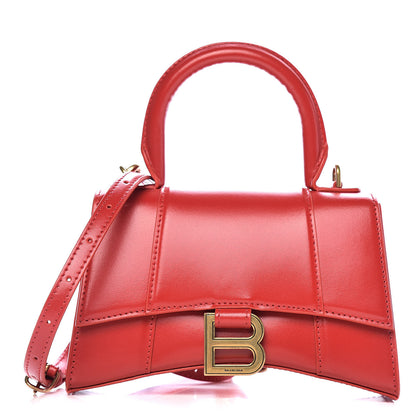 Balenciaga Shiny Box Calfskin Hourglass Top Handle Bag XS Bright Red 1 of 9