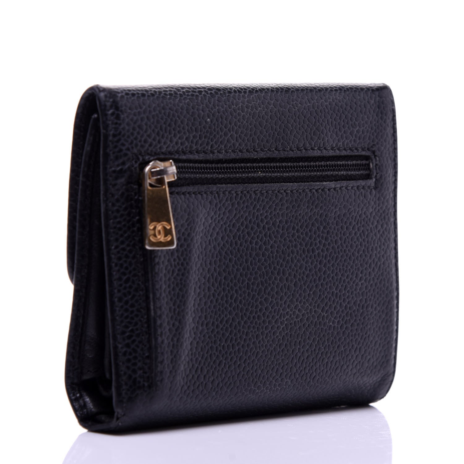 Chanel Caviar Timeless CC Compact French Wallet Black 3 of 10