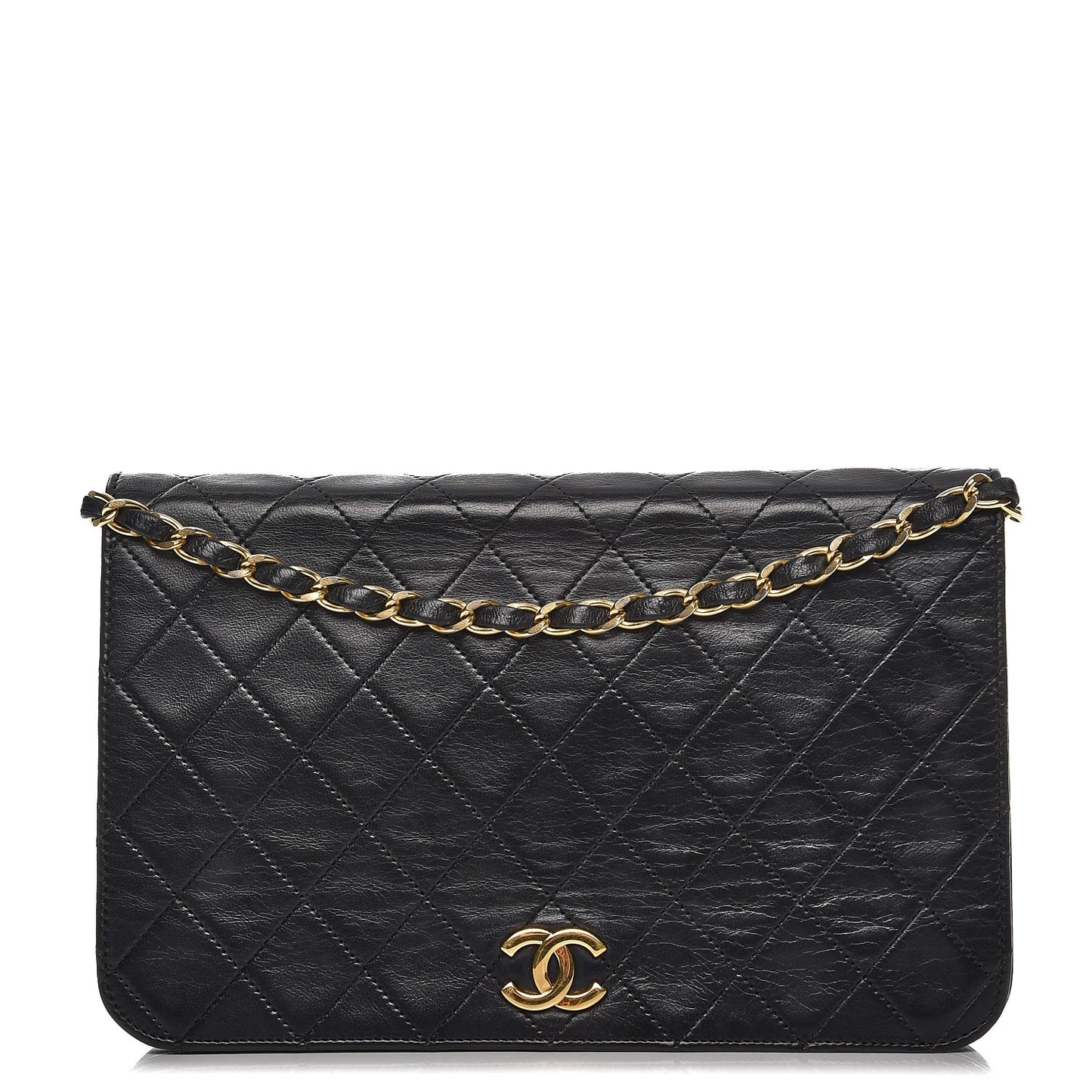 Lambskin Quilted Small Single Flap Black