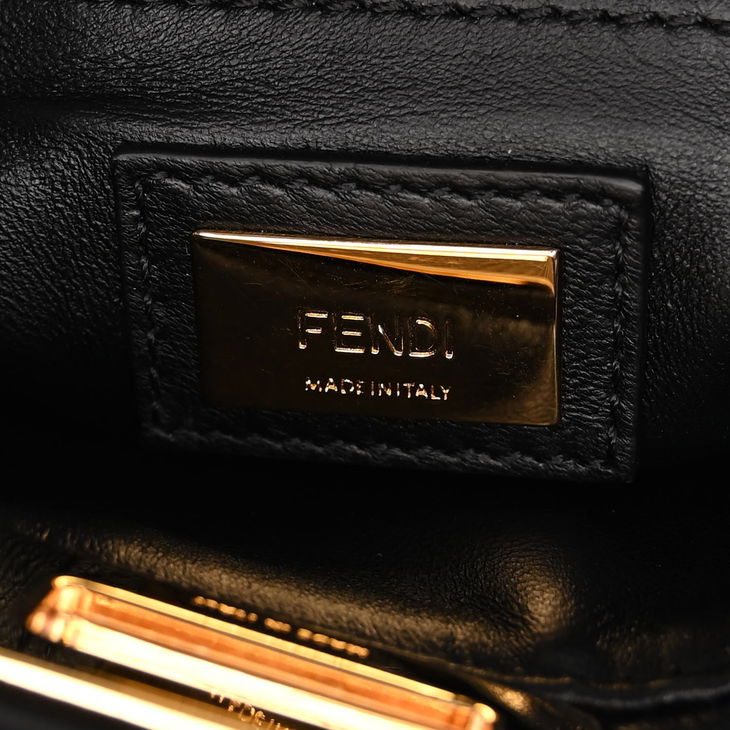 Fendi Shearling Nappa Macro FF 1974 Mini Peekaboo Iconic Satchel Tobacco Black 7 of 10