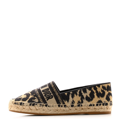 Christian Dior Cotton Embroidered Leopard Print Granville Espadrille 37 Natural 1 of 9
