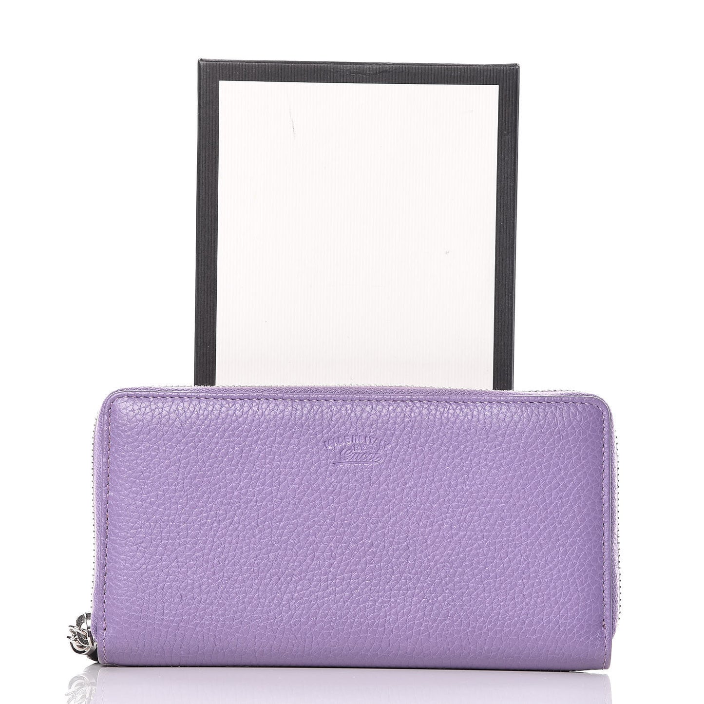 Pebbled Calfskin Bamboo Tassel Zip Around Wallet Purple