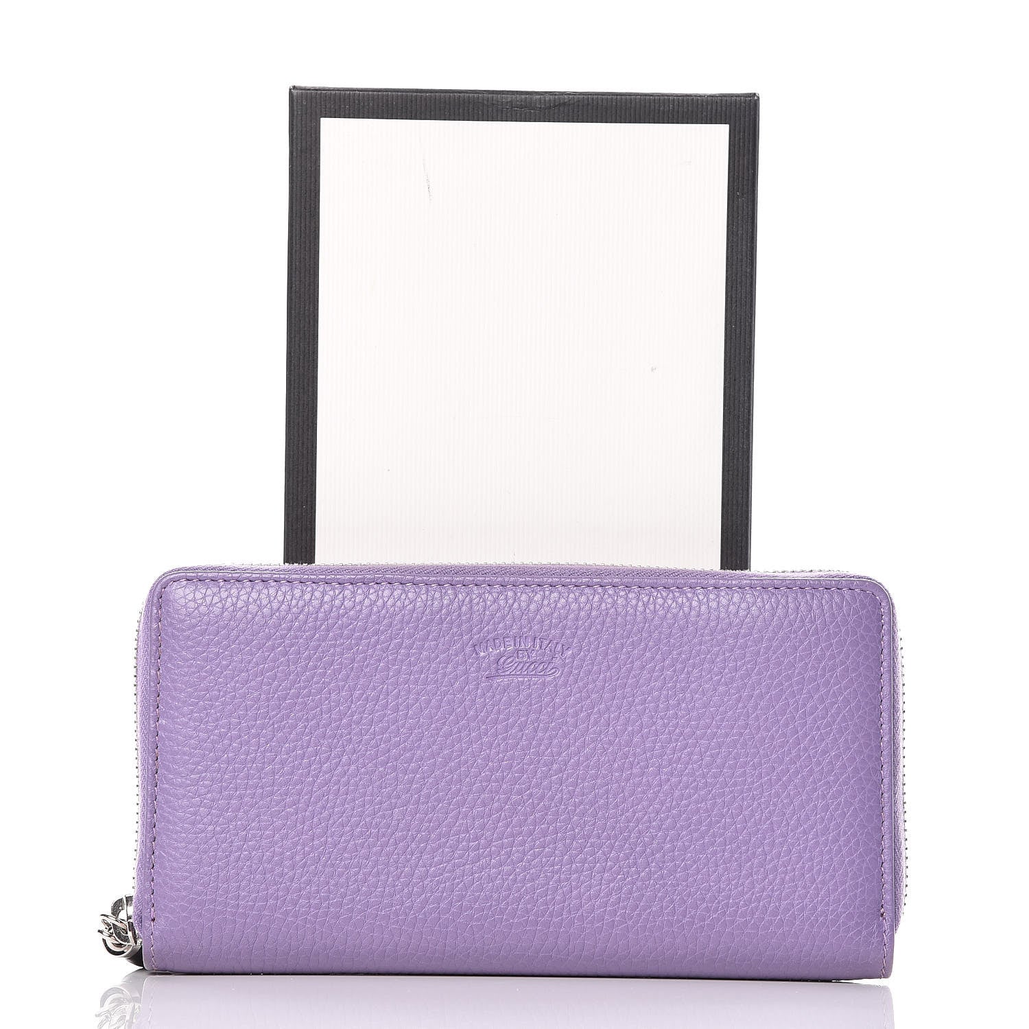 Gucci Pebbled Calfskin Bamboo Tassel Zip Around Wallet Purple 8 of 8