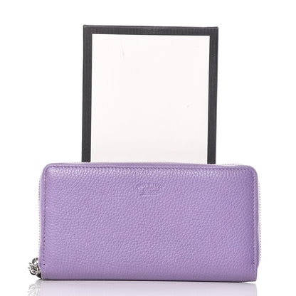 Gucci Pebbled Calfskin Bamboo Tassel Zip Around Wallet Purple 8 of 8