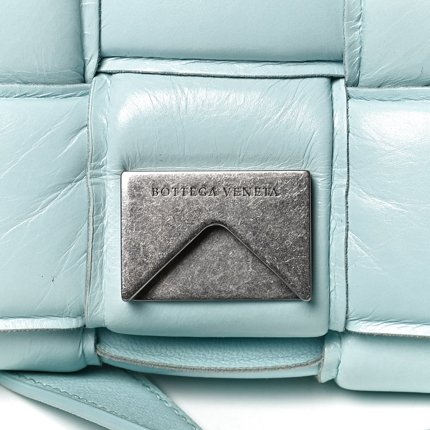 Paper Calfskin Maxi Intreccio Padded Cassette Crossbody Bag Ice