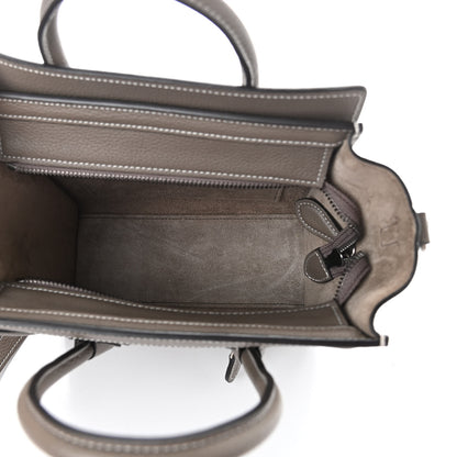 Celine Drummed Calfskin Nano Luggage Souris 5 of 9