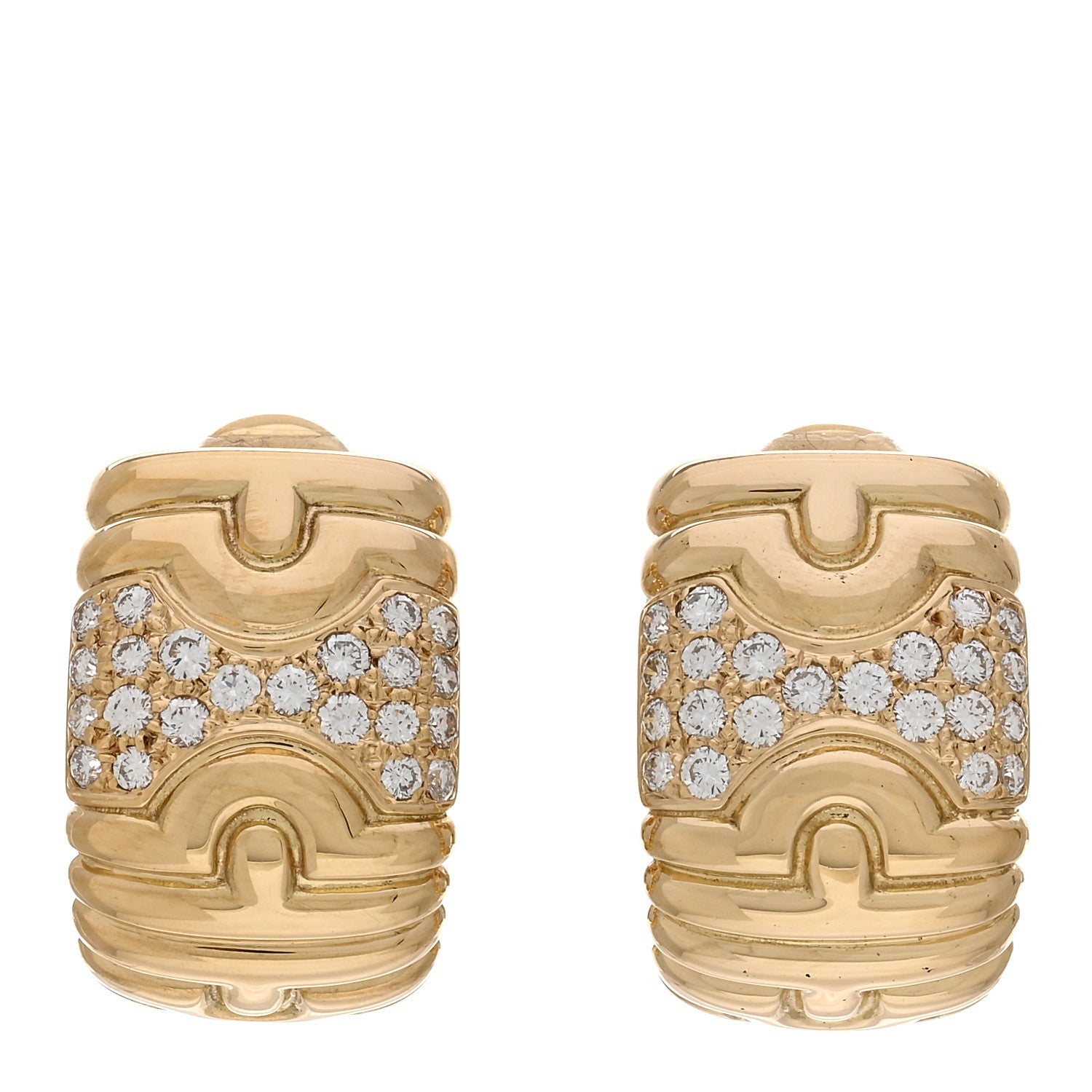 Bulgari 18K Yellow Gold Diamond Parentesi Earrings 1 of 4