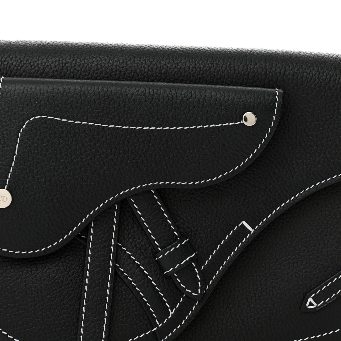 X KAWS Grained Calfskin Saddle Pouch Black