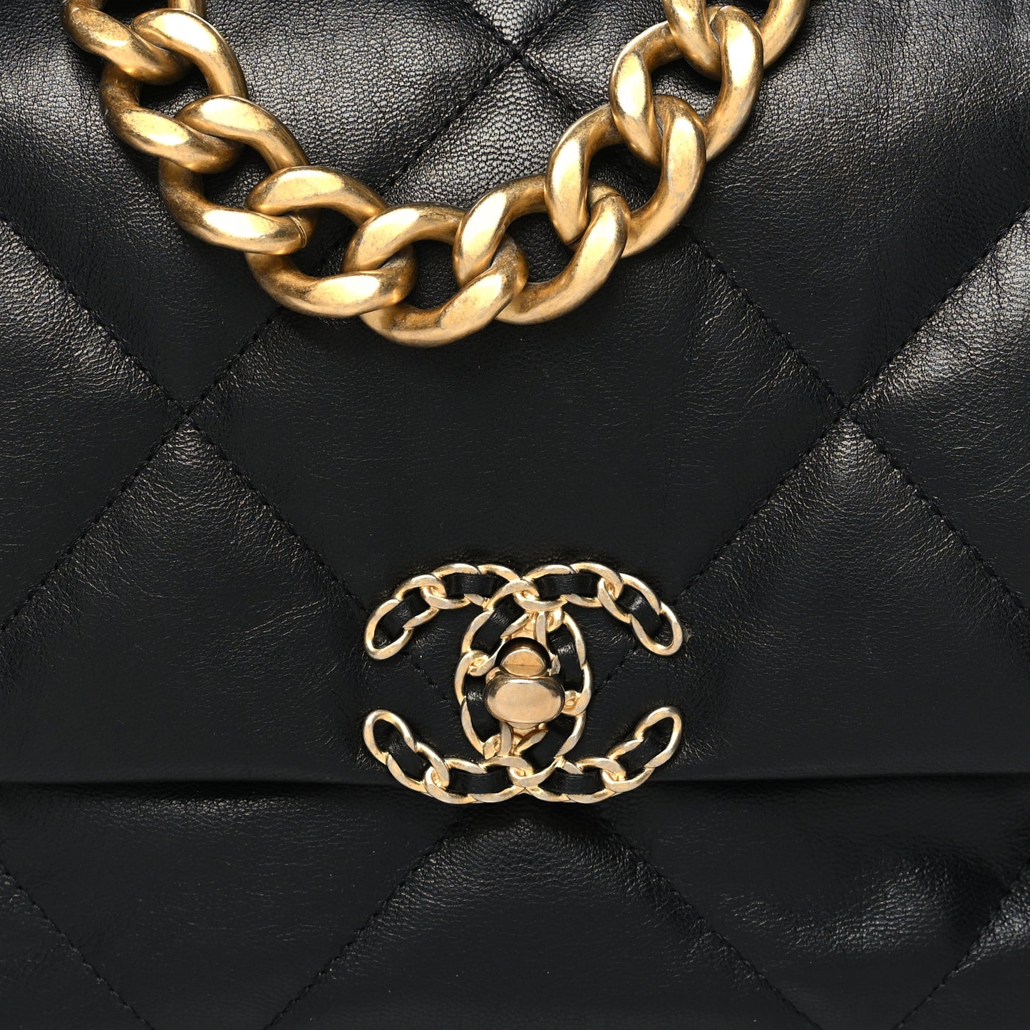 Goatskin Quilted Large Chanel 19 Flap Black