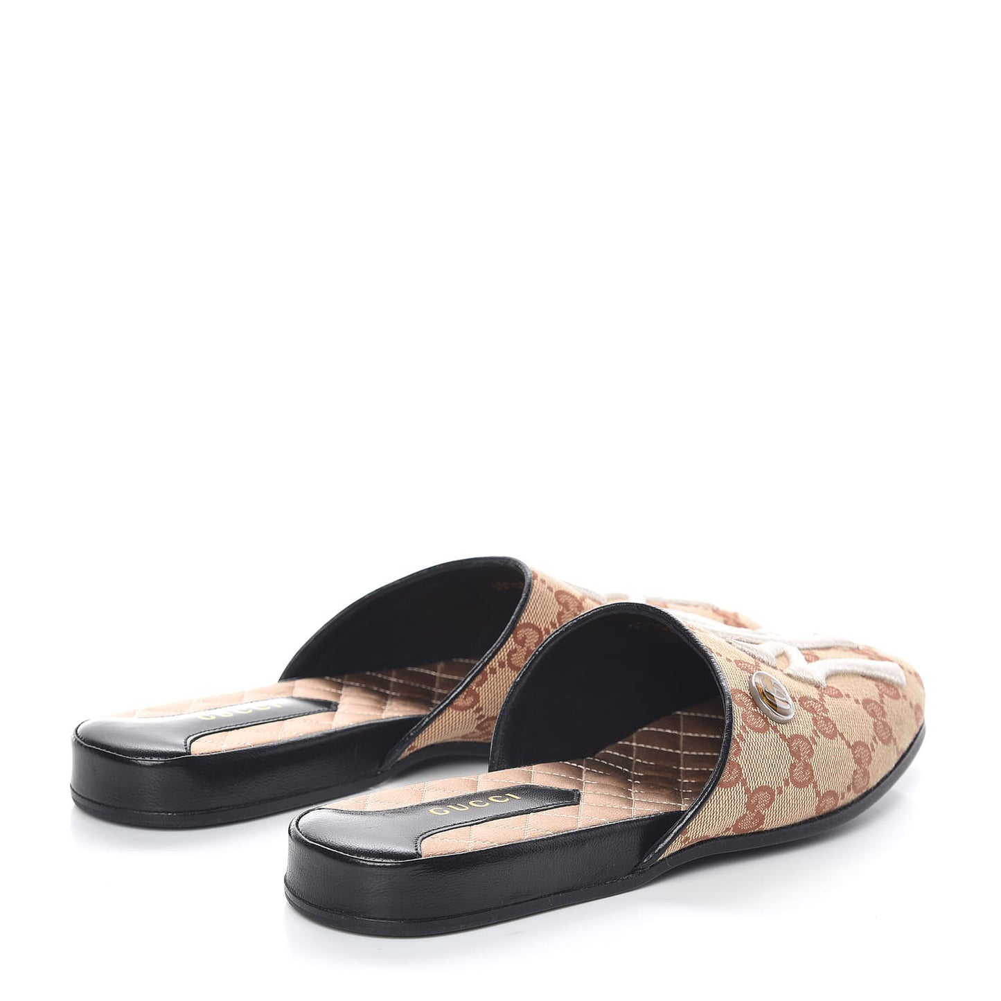 X MLB Monogram NY Yankees Embroidered Womens GG Slippers 37 Beige Ruggine