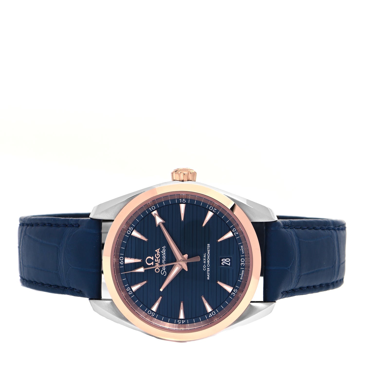 Omega Stainless Steel 18K Sedna Gold Alligator 38mm Seamaster Aqua Terra Co-Axial Automatic Watch Blue 220.23.38.20.03.001 2 of 5