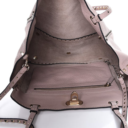 Valentino Garavani Pebbled Calfskin Medium Rockstud Tote Water Rose 6 of 8