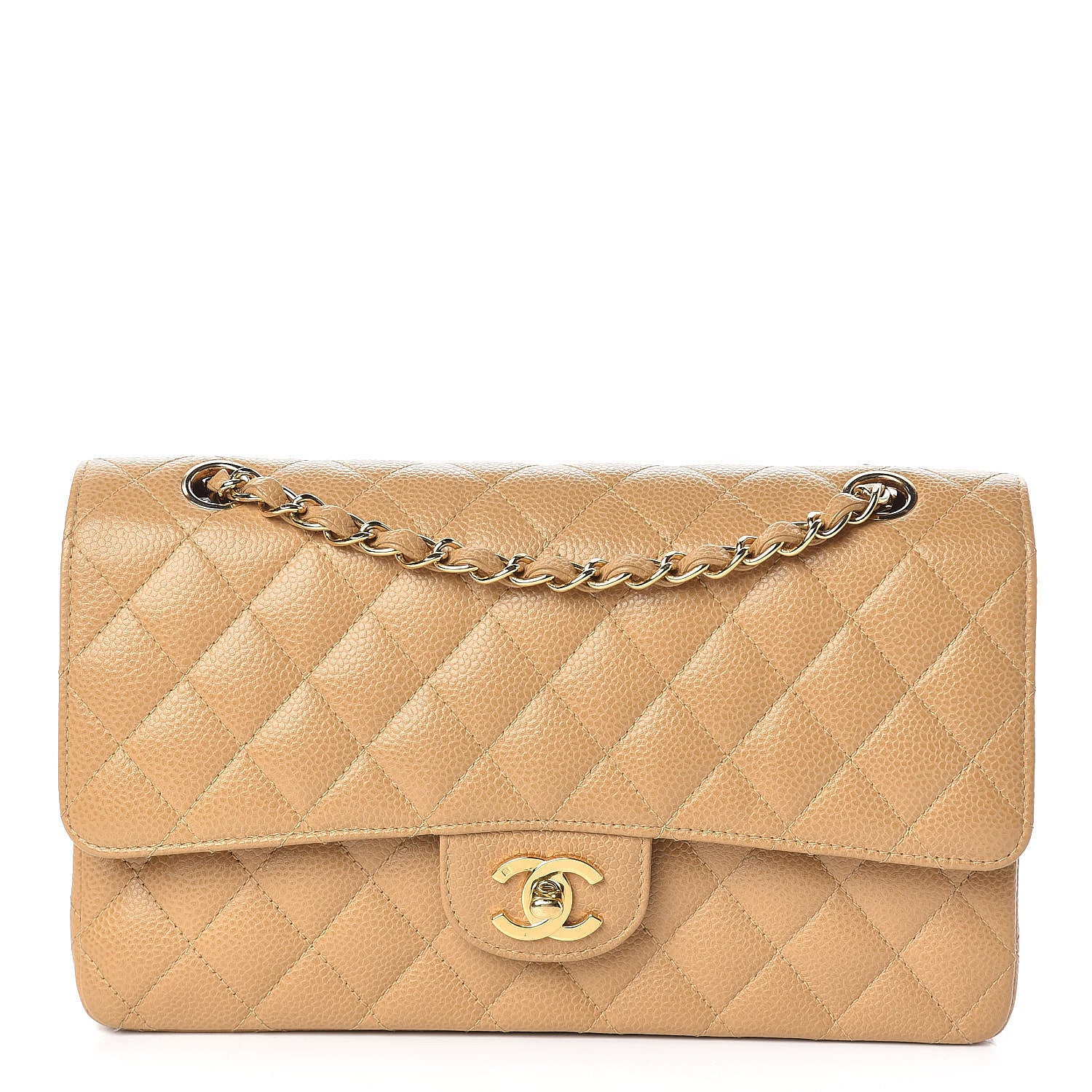 Chanel Caviar Quilted Medium Double Flap Beige 1 of 12