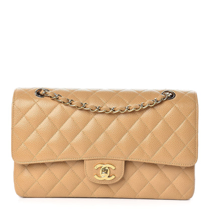 Chanel Caviar Quilted Medium Double Flap Beige 1 of 12