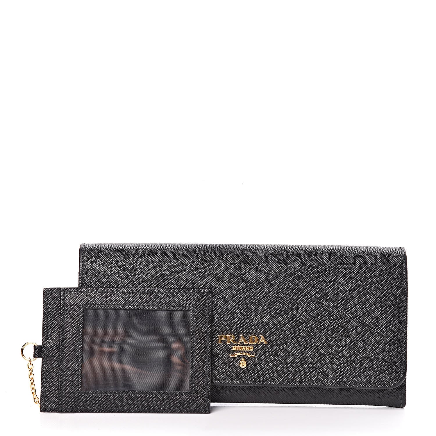 Prada Saffiano Continental Flap Wallet Black 3 of 9