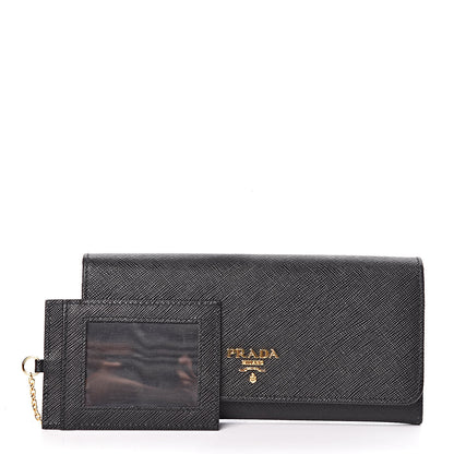 Prada Saffiano Continental Flap Wallet Black 3 of 9