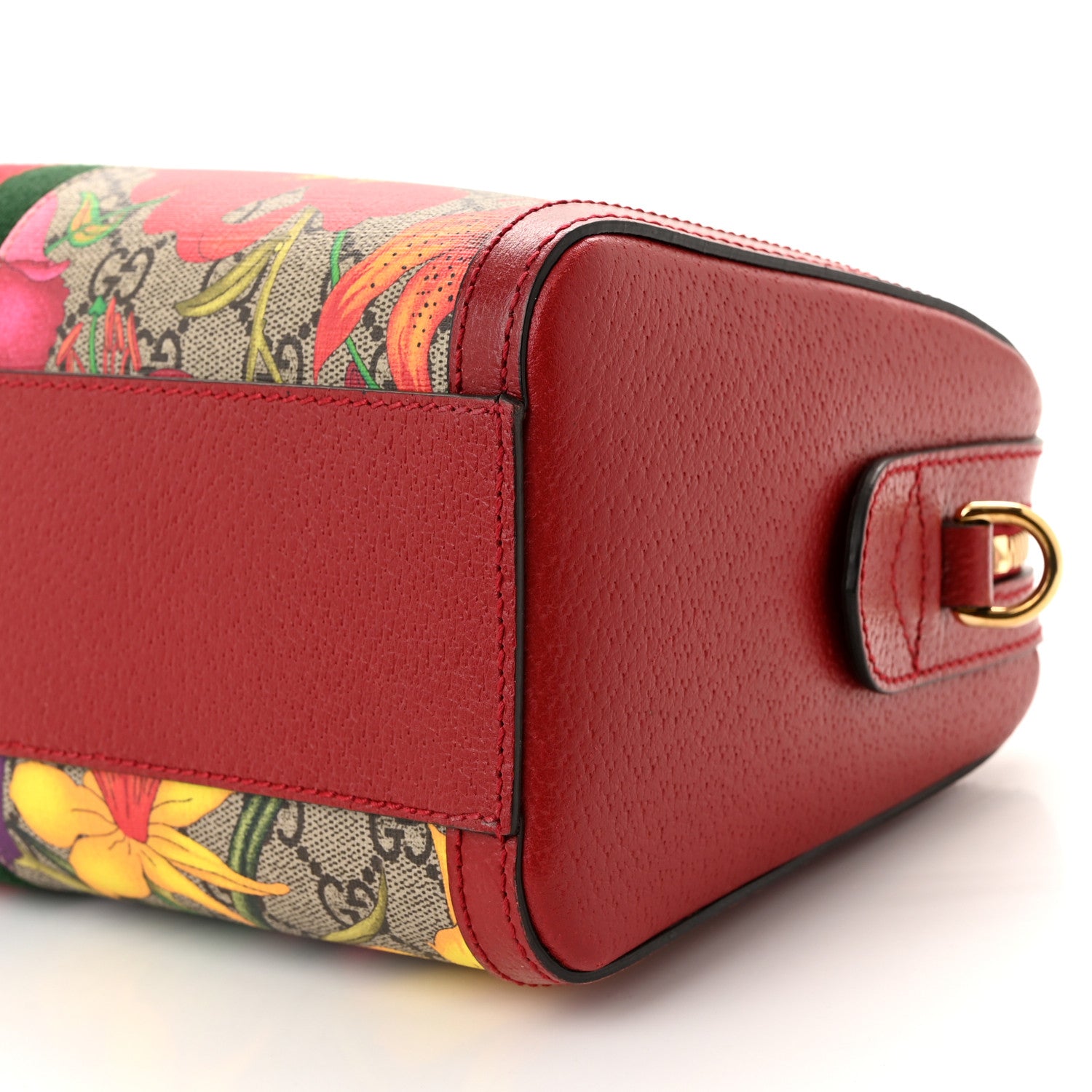 Gucci GG Supreme Monogram Flora Web Medium Ophidia Boston Red