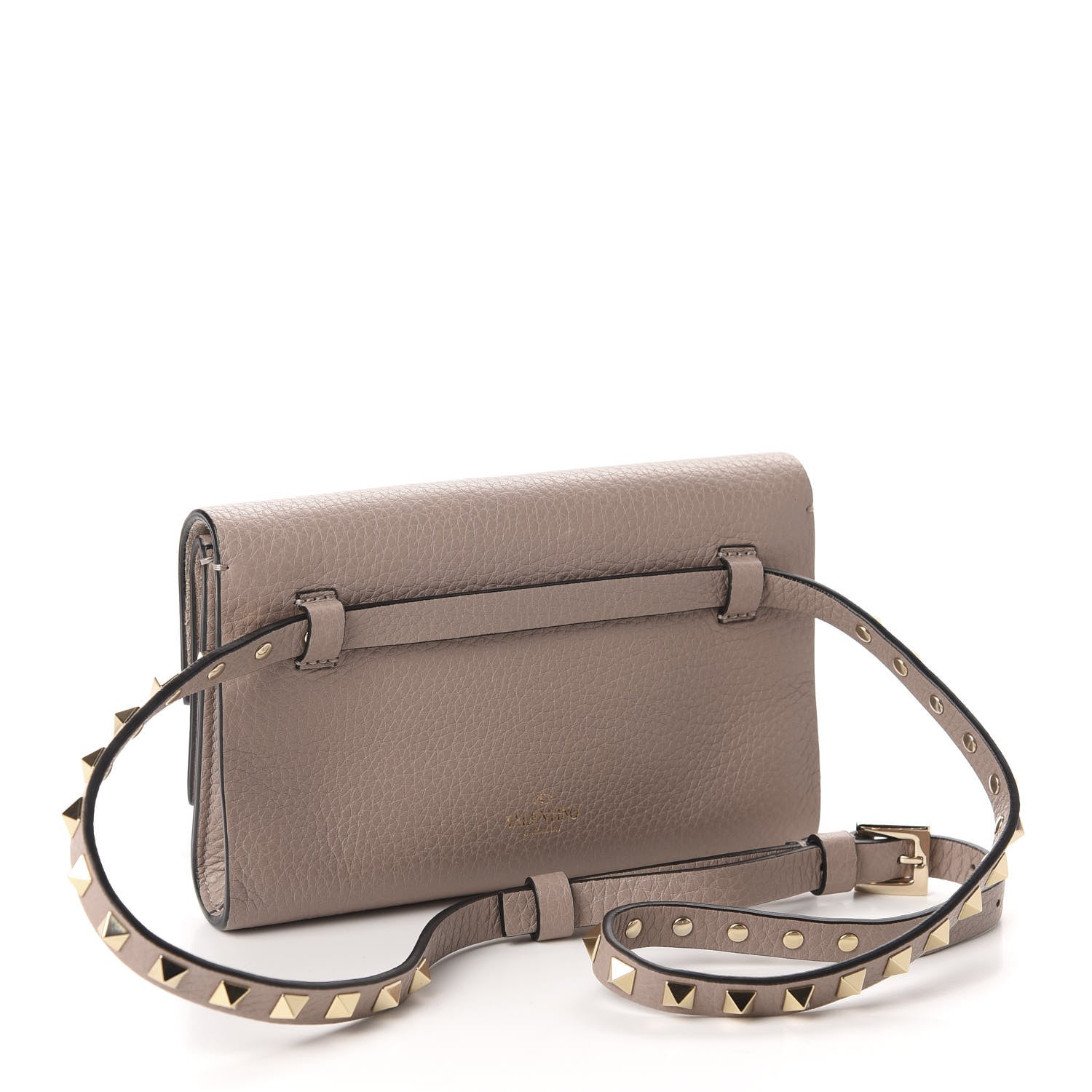 Valentino Garavani Grainy Calfskin Rockstud Double Flap Belt Bag Poudre 3 of 9