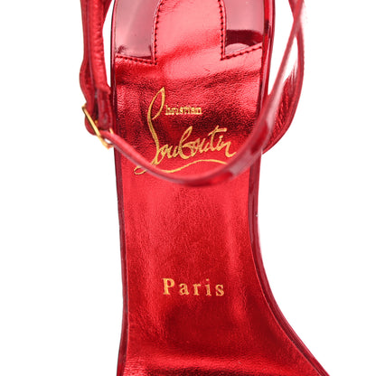 Christian Louboutin Shiny Patent Calfskin Queen Psych Loubi Ankle Strap Sandals 37.5 Red 7 of 10
