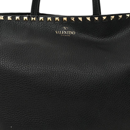 Valentino Garavani Grained Calfskin Rockstud Shoulder Tote Black 7 of 13