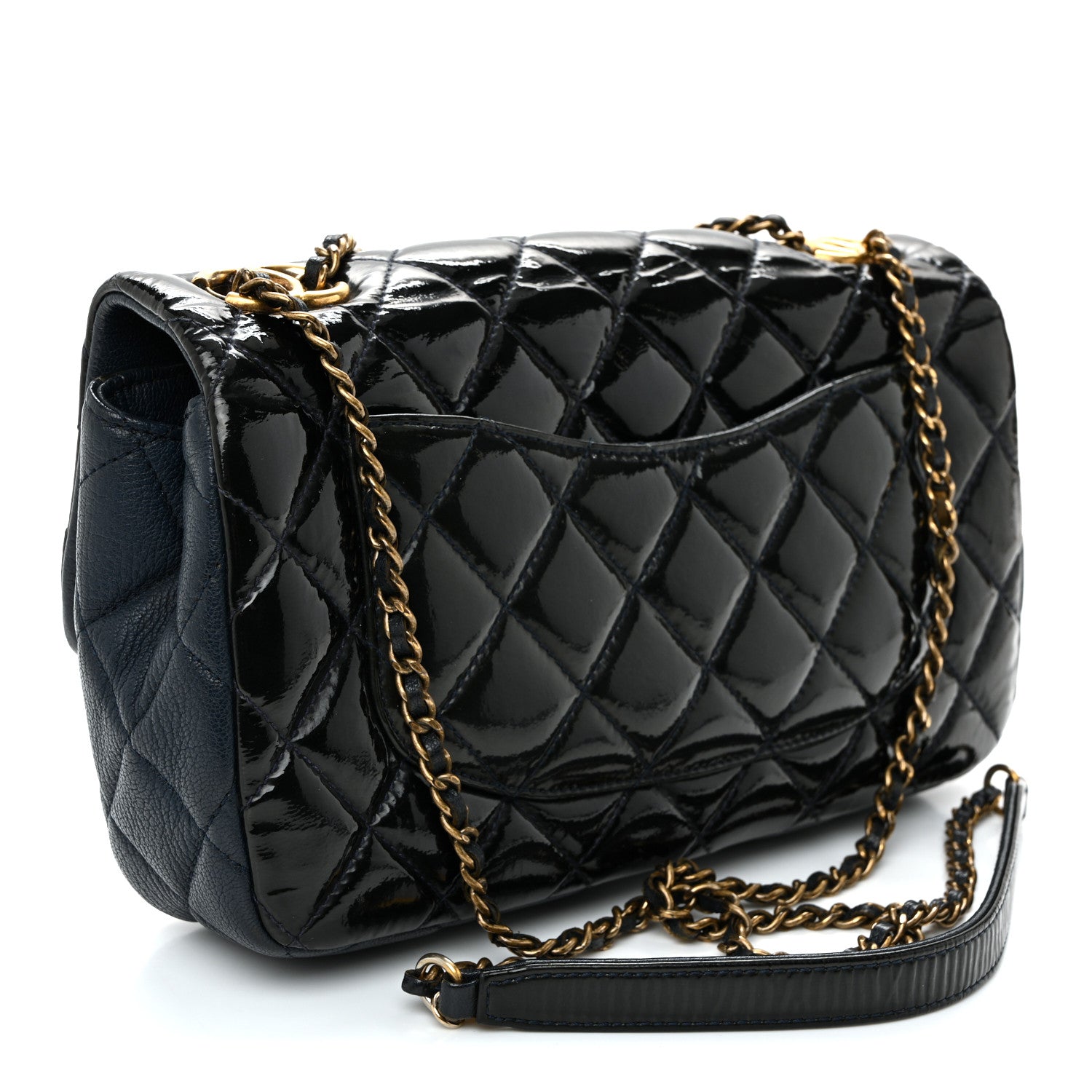 Chanel Patent Goatskin Quilted Medium CC Eyelet Flap Blue 3 of 10