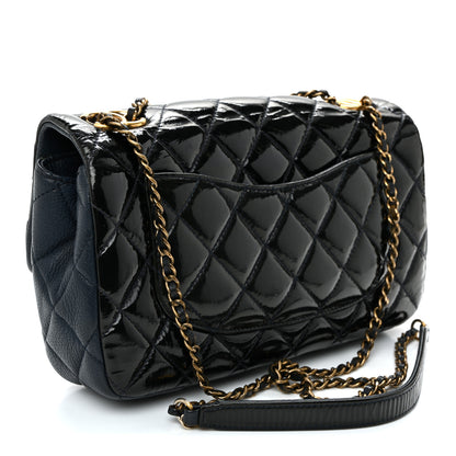 Chanel Patent Goatskin Quilted Medium CC Eyelet Flap Blue 3 of 10