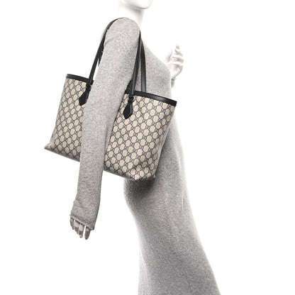Gucci GG Supreme Monogram Textured Calfskin Web Medium Ophidia Shopping Tote Beige Blue 2 of 11