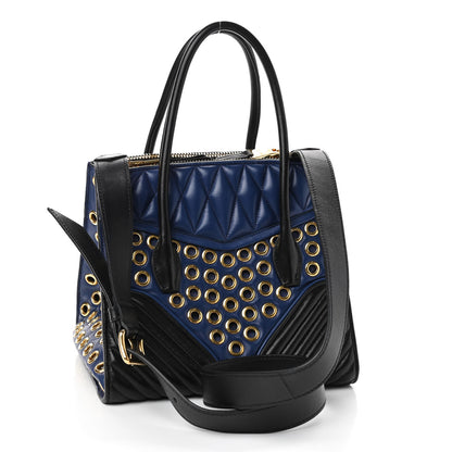 Miu Miu Nappa Biker Grommet Top Handle Tote Inchiostro Black 3 of 8