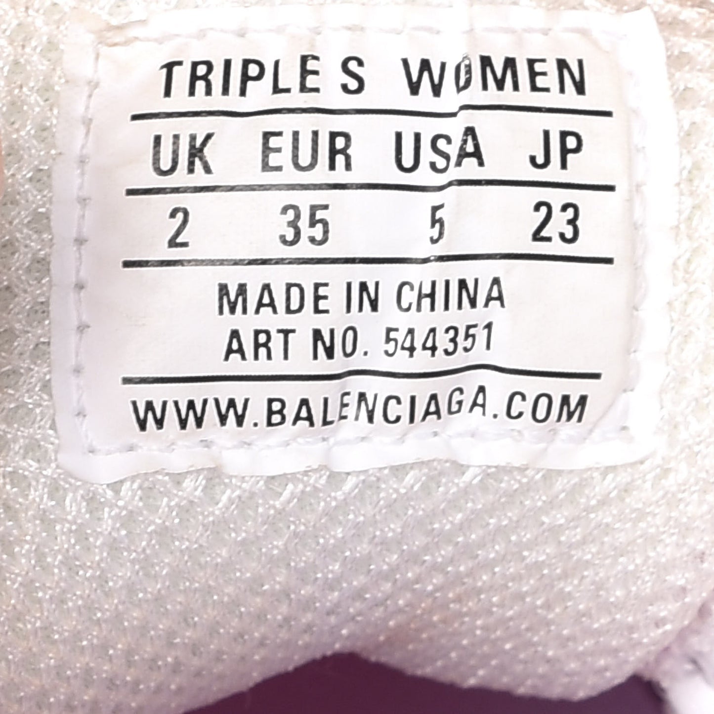 Fabric Mesh Clear Sole Womens Triple S Sneakers 35 White Pink