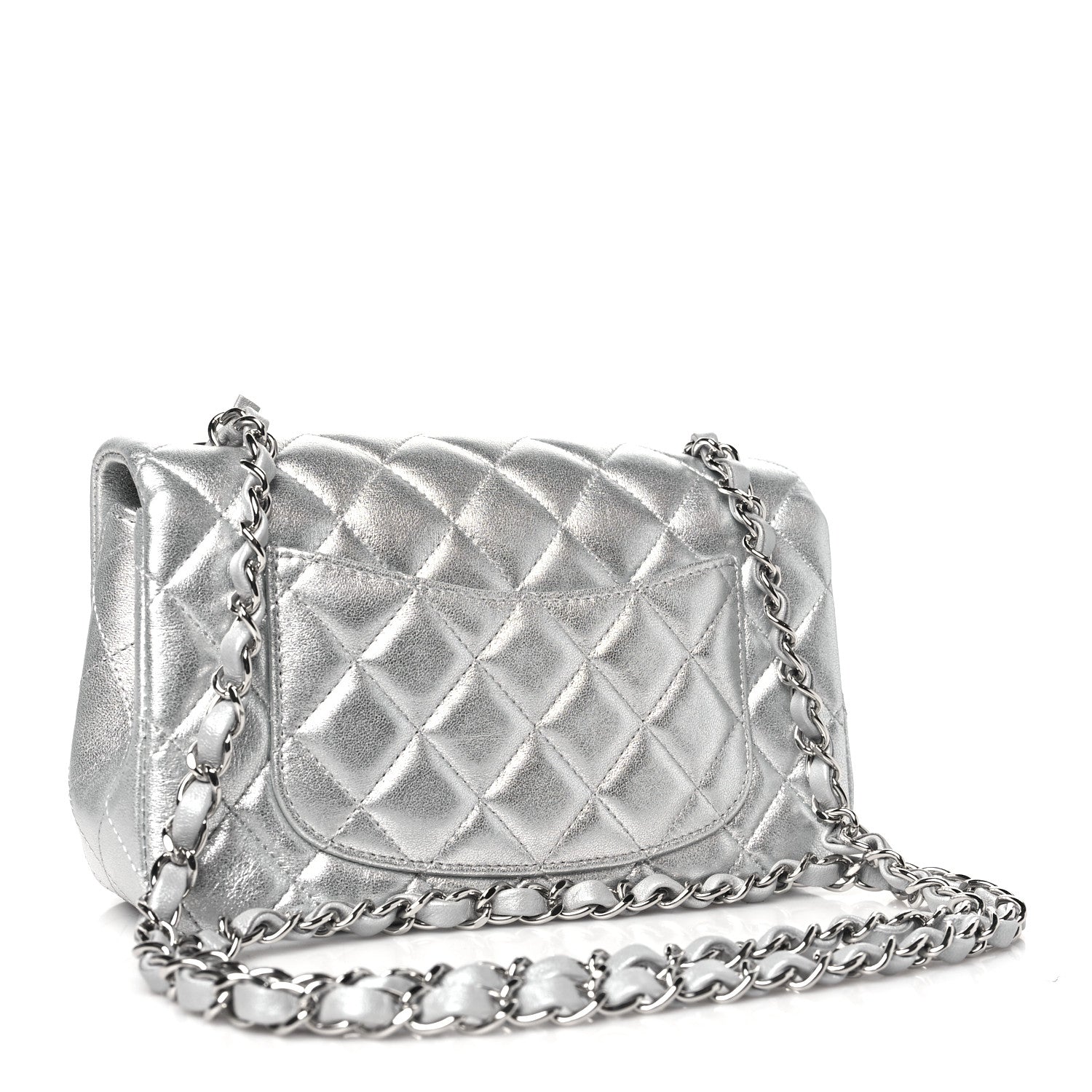 Chanel Metallic Lambskin Quilted Mini Rectangular Flap Silver 3 of 10