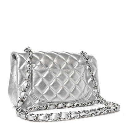 Chanel Metallic Lambskin Quilted Mini Rectangular Flap Silver 3 of 10