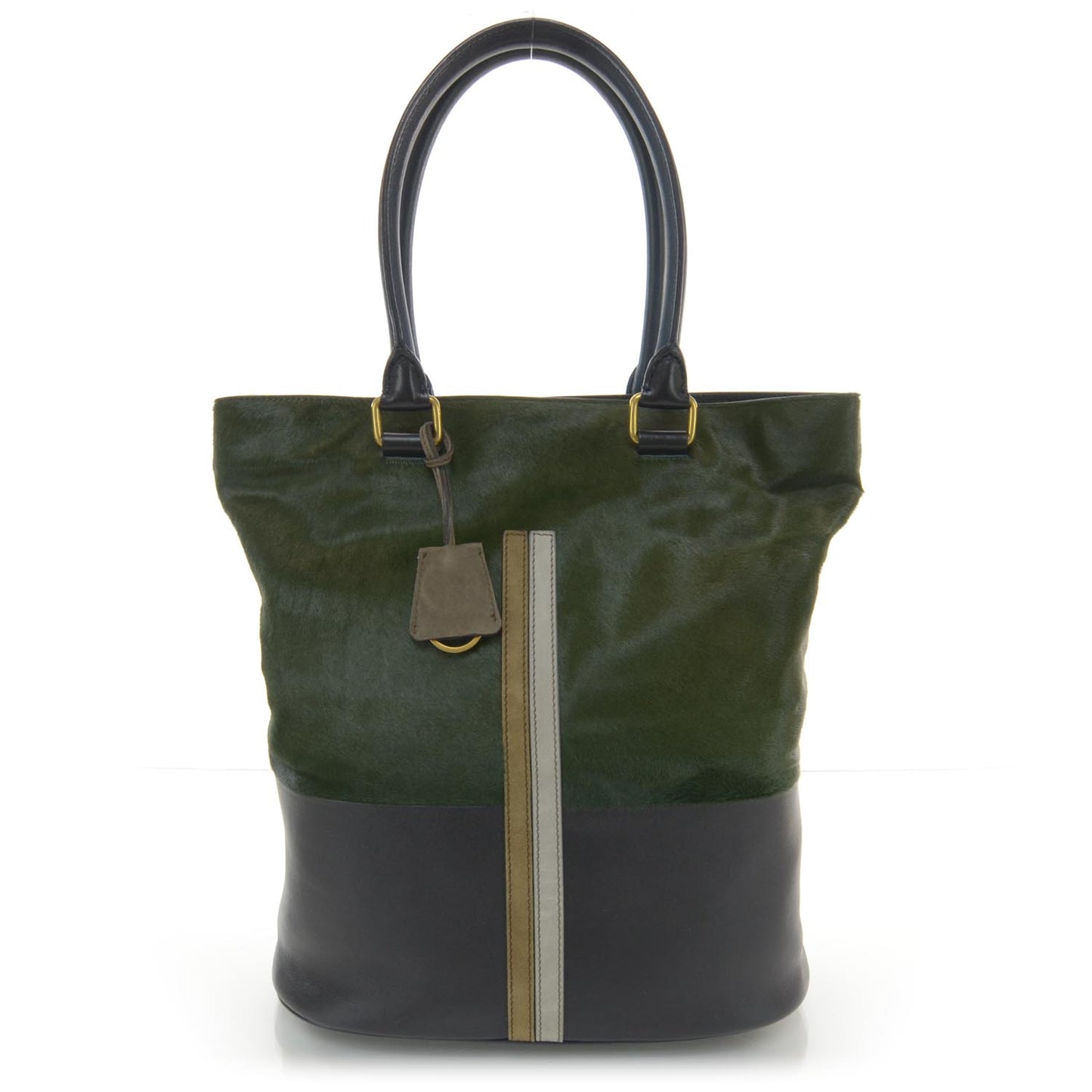 Pony Hair Racer Stripe Tote Green