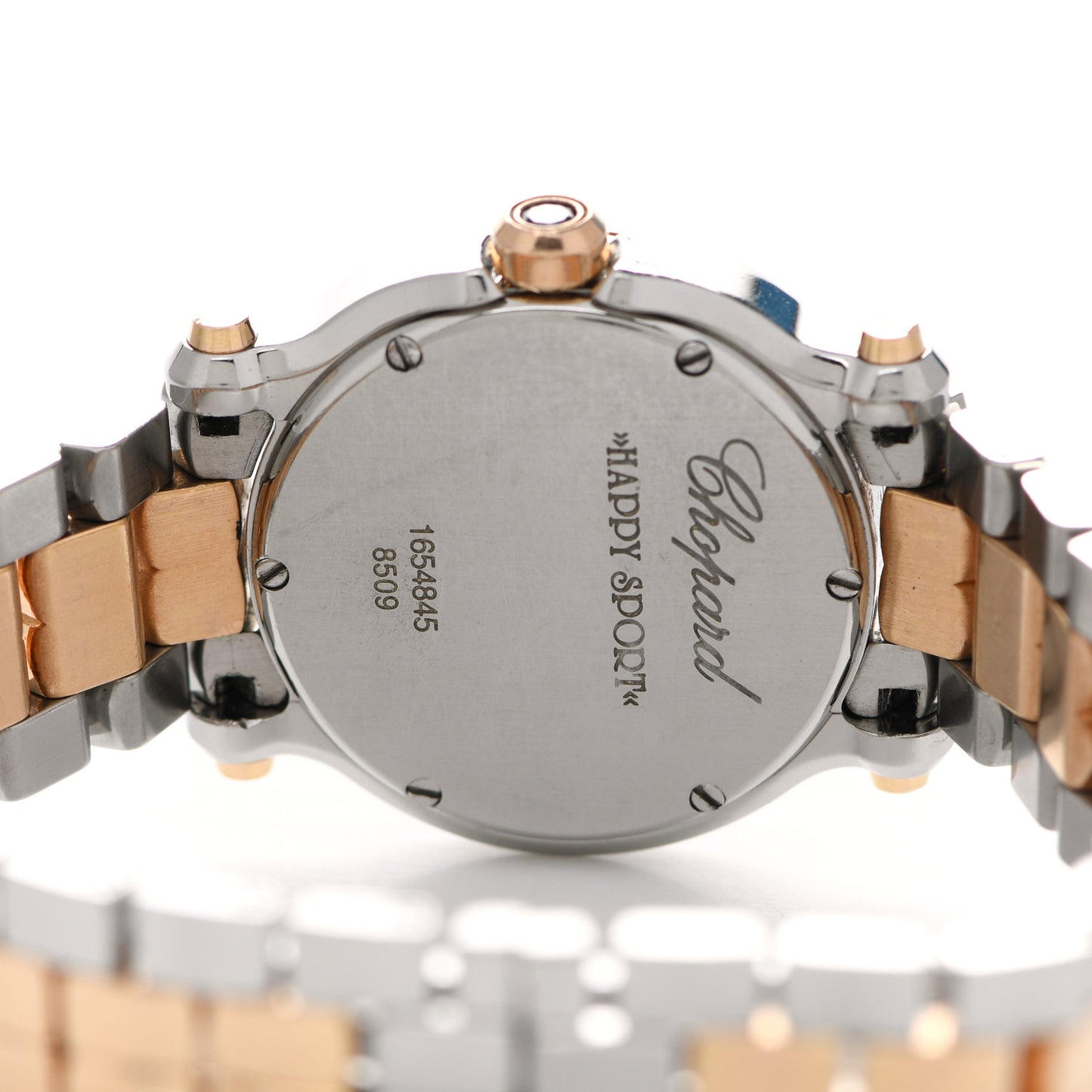 Stainless Steel 18K Rose Gold 5 Diamond 30mm Happy Sport Automatic Watch